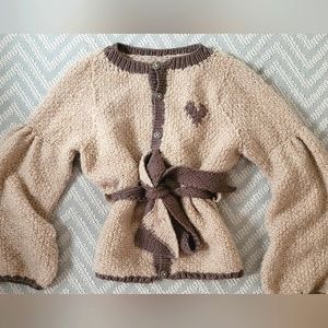 Incredible handmade knitted cardigan with belt